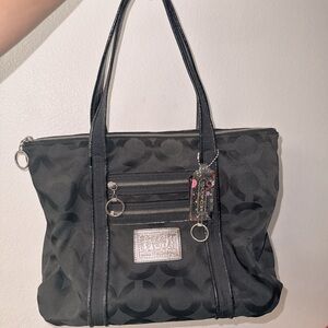 Coach Black and Gray Signature Tote